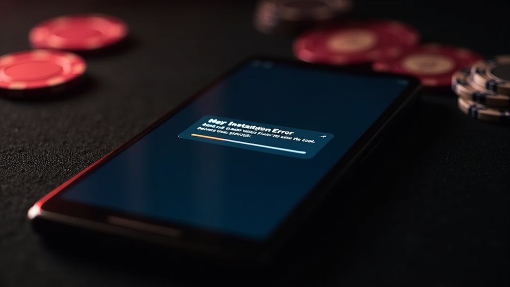 Android phone showing an installation error during casino app setup