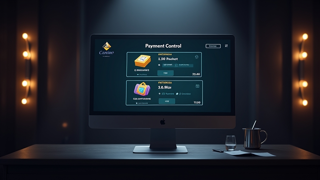 Withdrawal status screen in a dark casino payment room